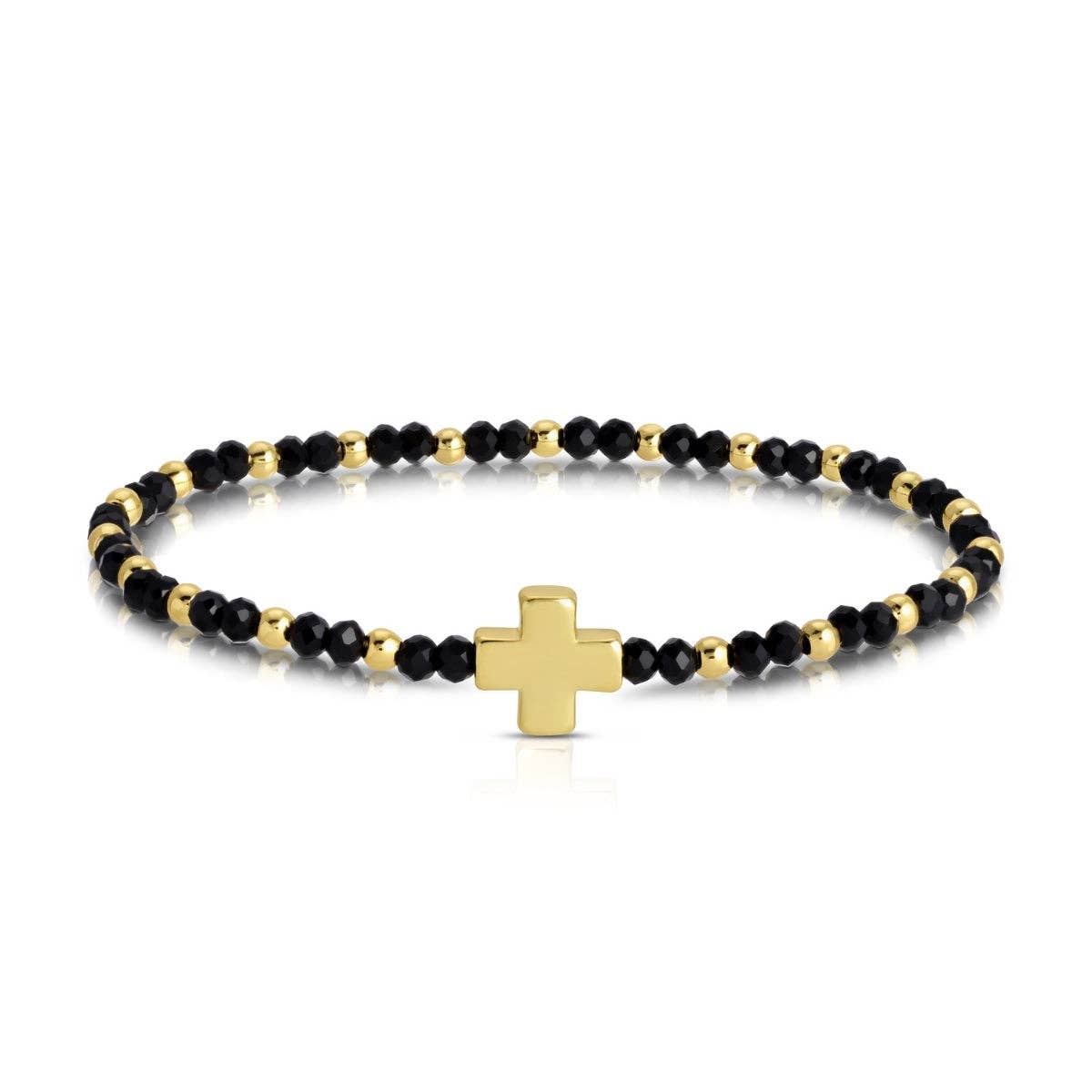 Assorted 4mm Crystal Stretch Bracelets with Single Cross