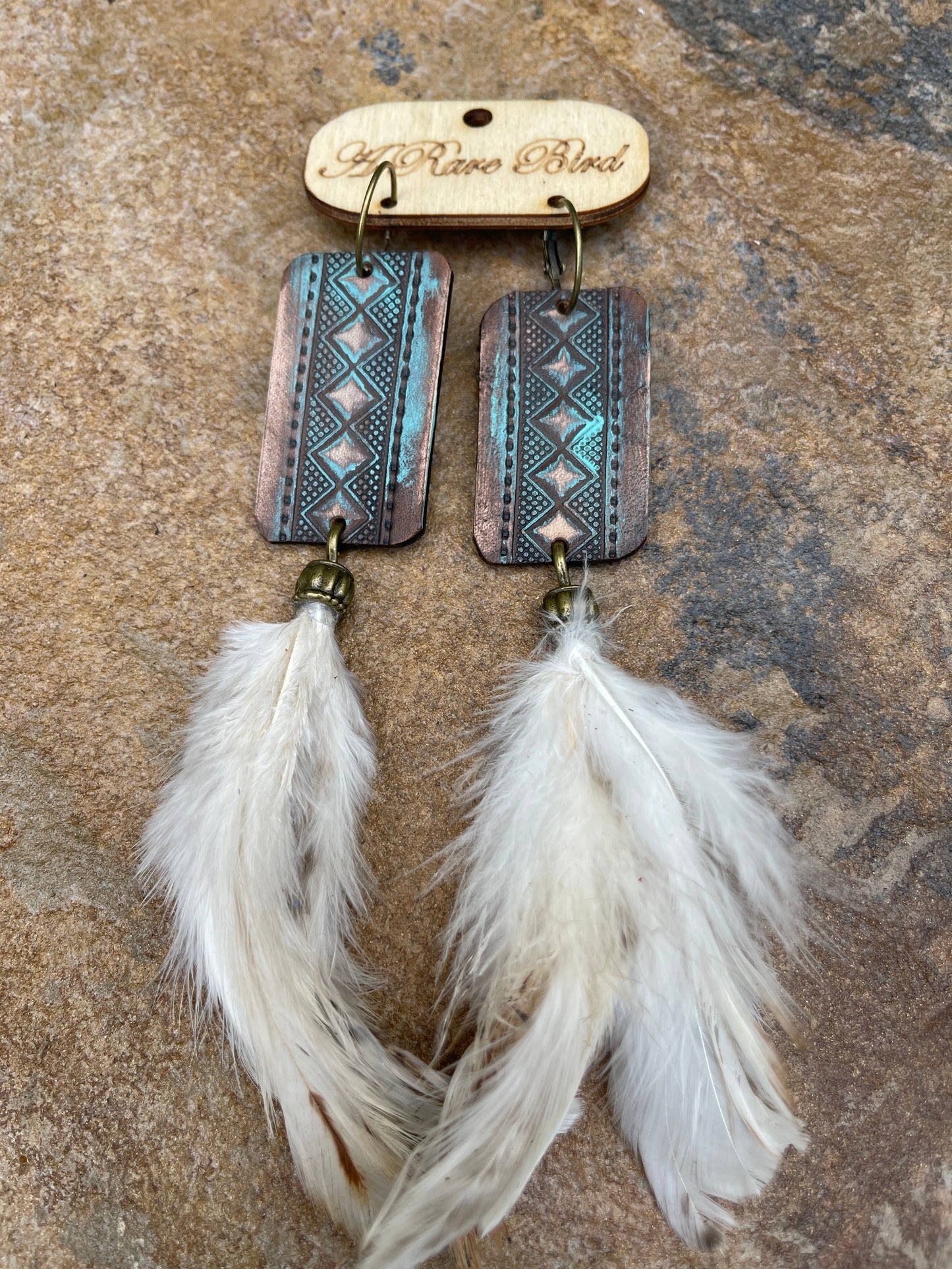 Tooled Feather Earrings