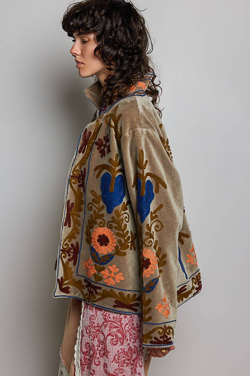 Embroidered Velvet Jacket
