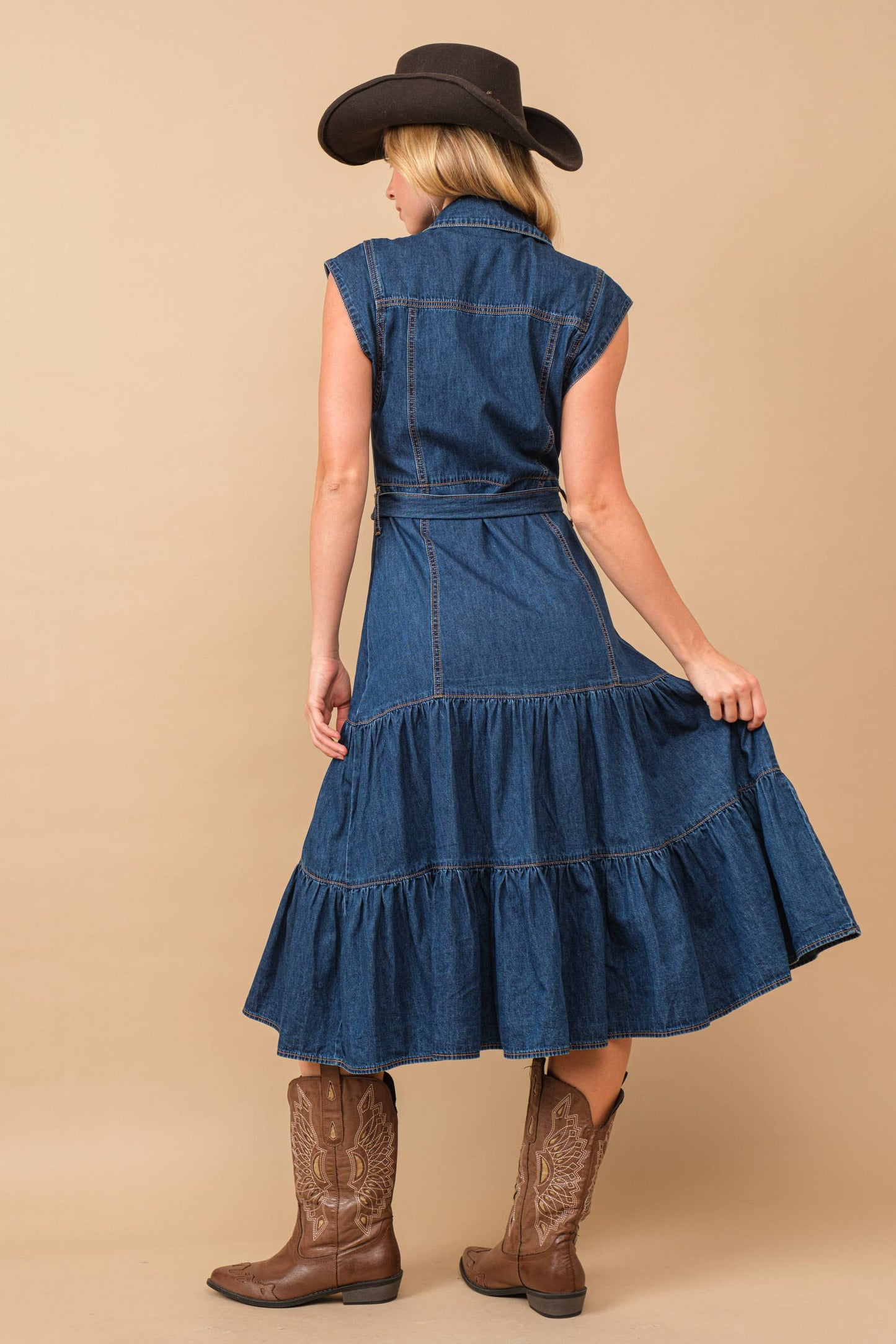 Gretch Tiered Denim Midi Dress