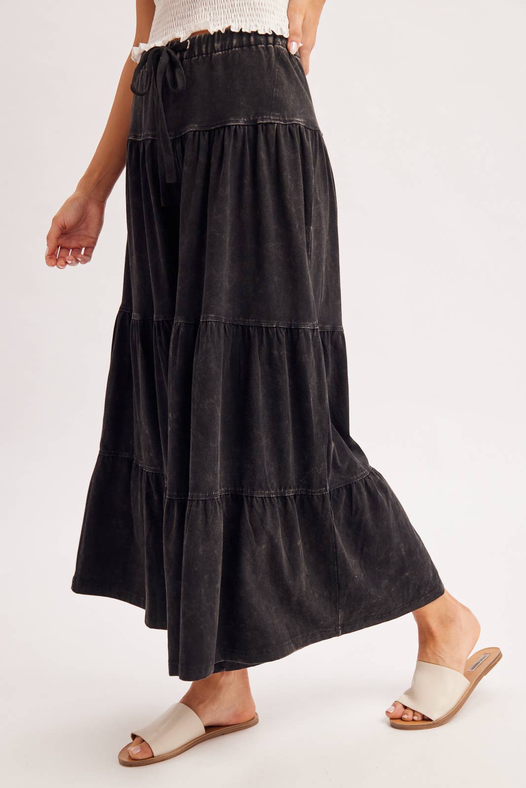 BOHO TIERED DRAWSTRING WIDE LEG PANTS