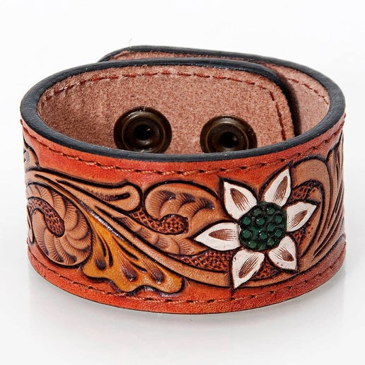 Ola Western Belt Bracelet (White Flower)